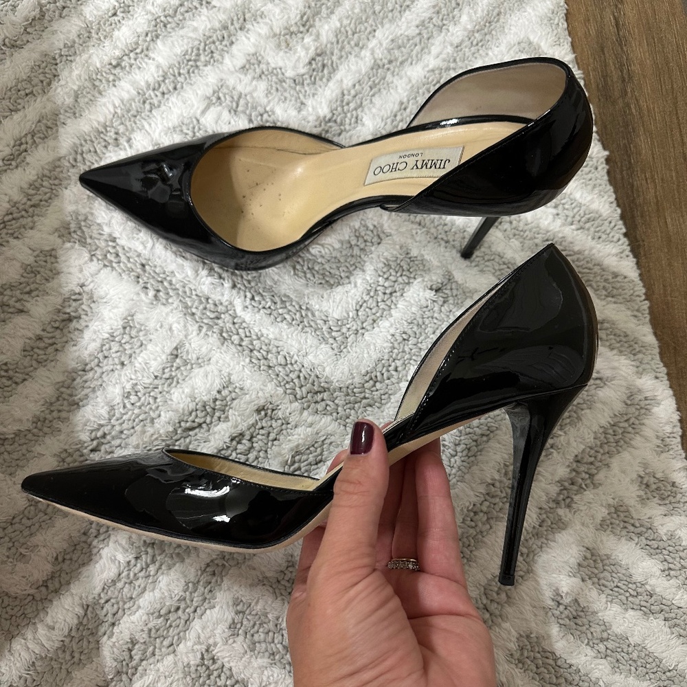 Jimmy Choo d’Orsay Addison 85mm patent leather pumps
